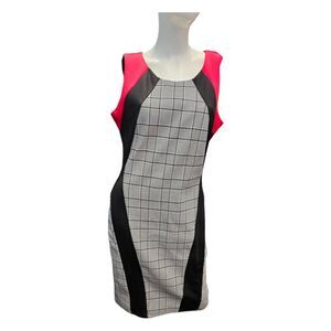 Enrevelry Colorblock Shift Dress Size 12 NEW TAGS Gray Black Red